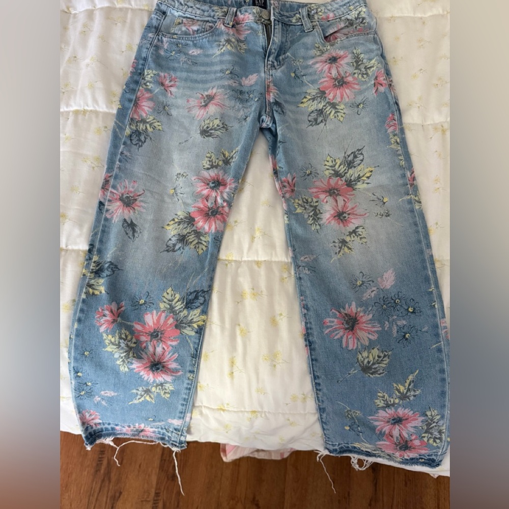 Gap girls Floral Blue Jeans size 16